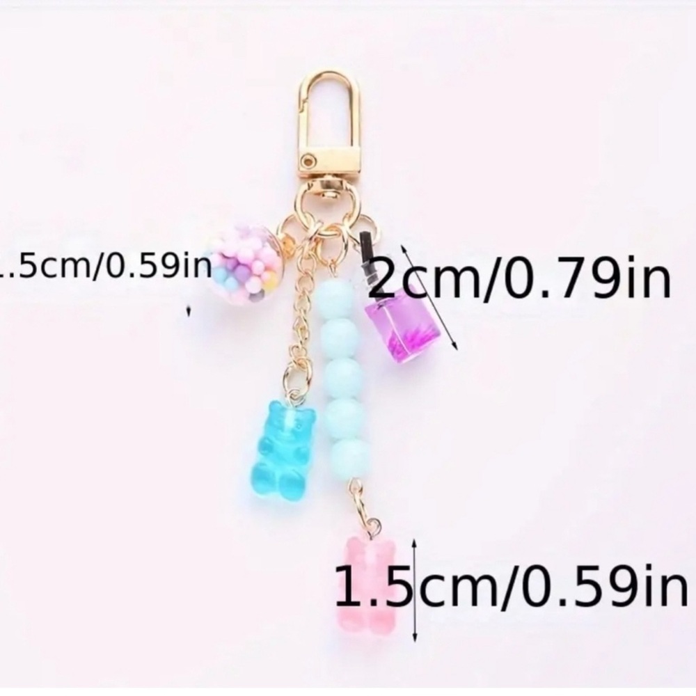 NWOT GUMMY BEARS CANDY MACHINE SODA LONG COLORFUL KEYCHAIN - Picture 3 of 3